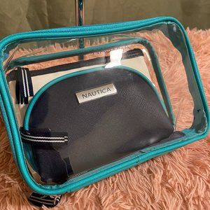 Nautica 3-in-1 Cosmetic Bag - Teal/Turquoise/Clear